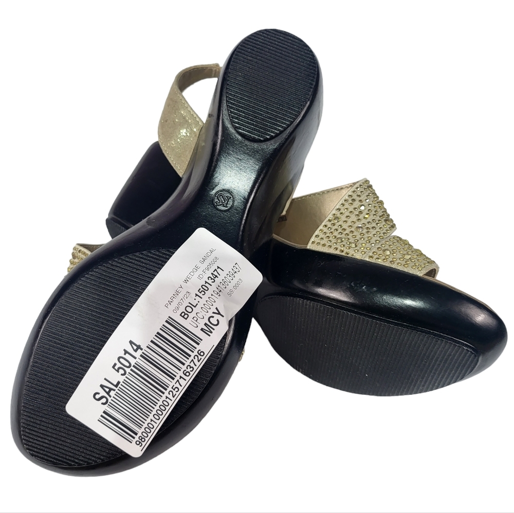 Karen Scott Parney Embellished Slingback Wedge Sandals Gold 7 - Picture 5 of 5
